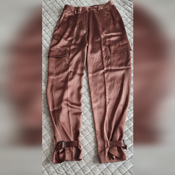 Refined Satin Cargo Pant Babaton Tan Women's Trousers. - Picture 6 of 6